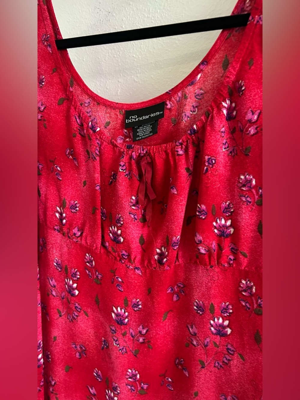 No Boundaries Red Floral Sleeveless Mini Dress - Picture 2 of 3